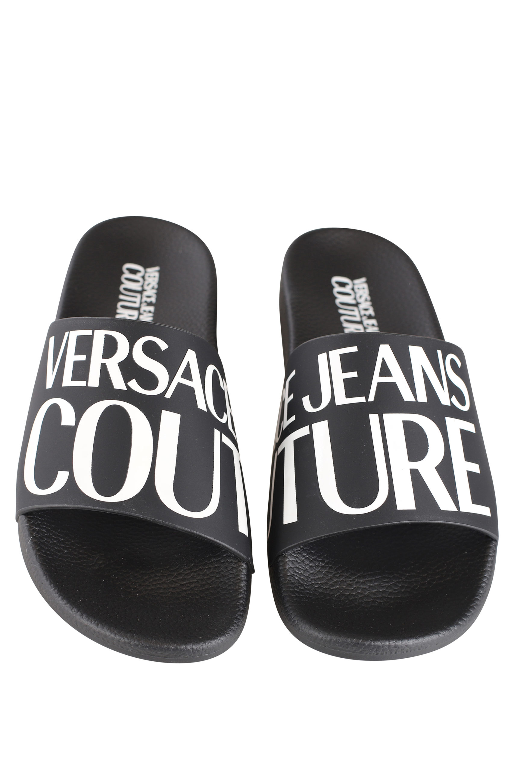 Versace Jeans Couture - Chanclas negras con maxi logo - BLS