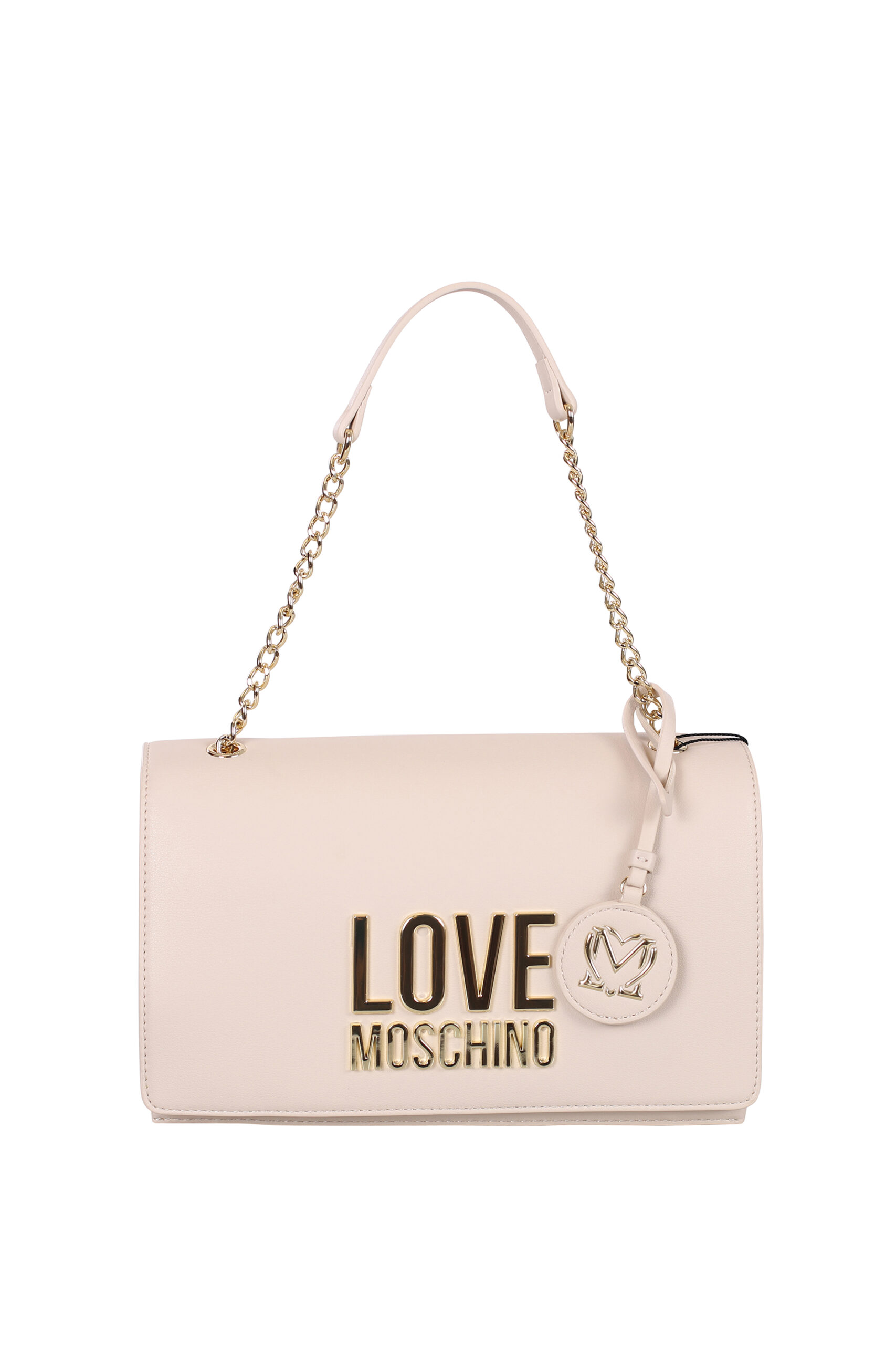 Al aire libre Menagerry oxígeno Love Moschino - Bolso bandolera beige con maxilogo dorado "lettering" - BLS  Fashion